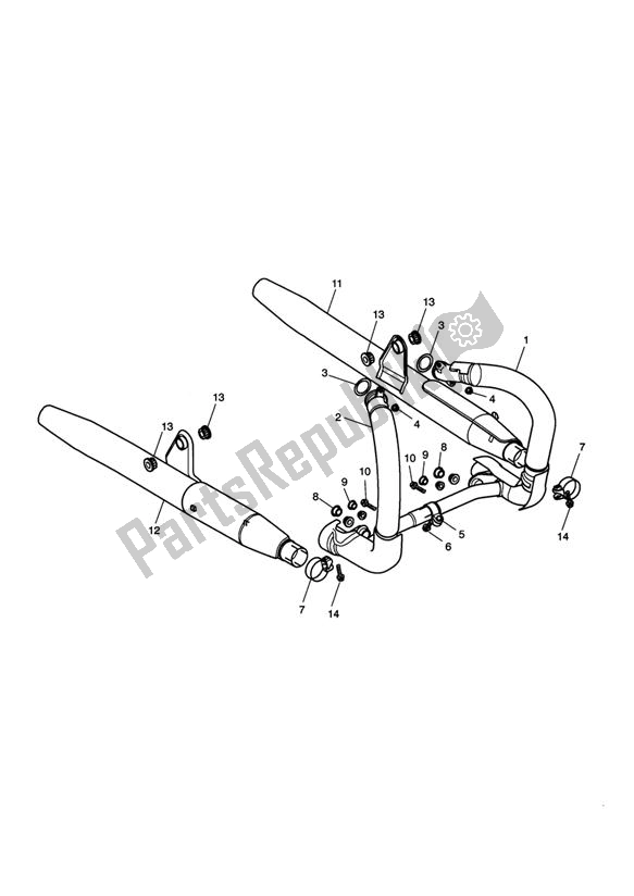 All parts for the Exhaust System 281466-f2 / 279279-f4 > of the Triumph America Carburettor 790 2002 - 2007